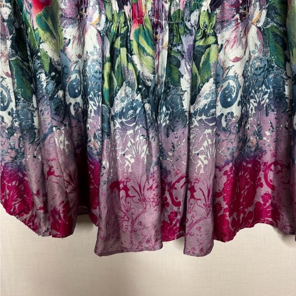 Sundance Samantha Sugarplum Garden Floral Blouse Silk V Neck Pintuck Watercolor - Picture 7 of 11